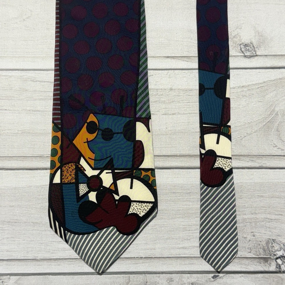 Romero Britto Tie Abstract Colorful 100% Silk Necktie Neo Pop Art Vintage